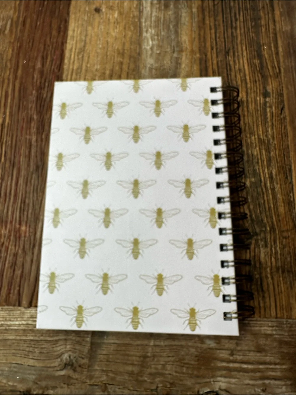 Gold Bee Spiral Notebook - White